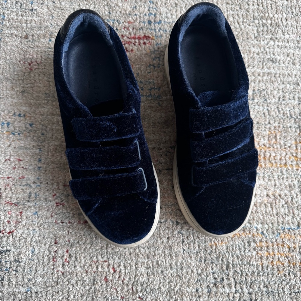Sandro Blue Velvet Sneakers Size 37 (US 7) - Picture 2 of 5